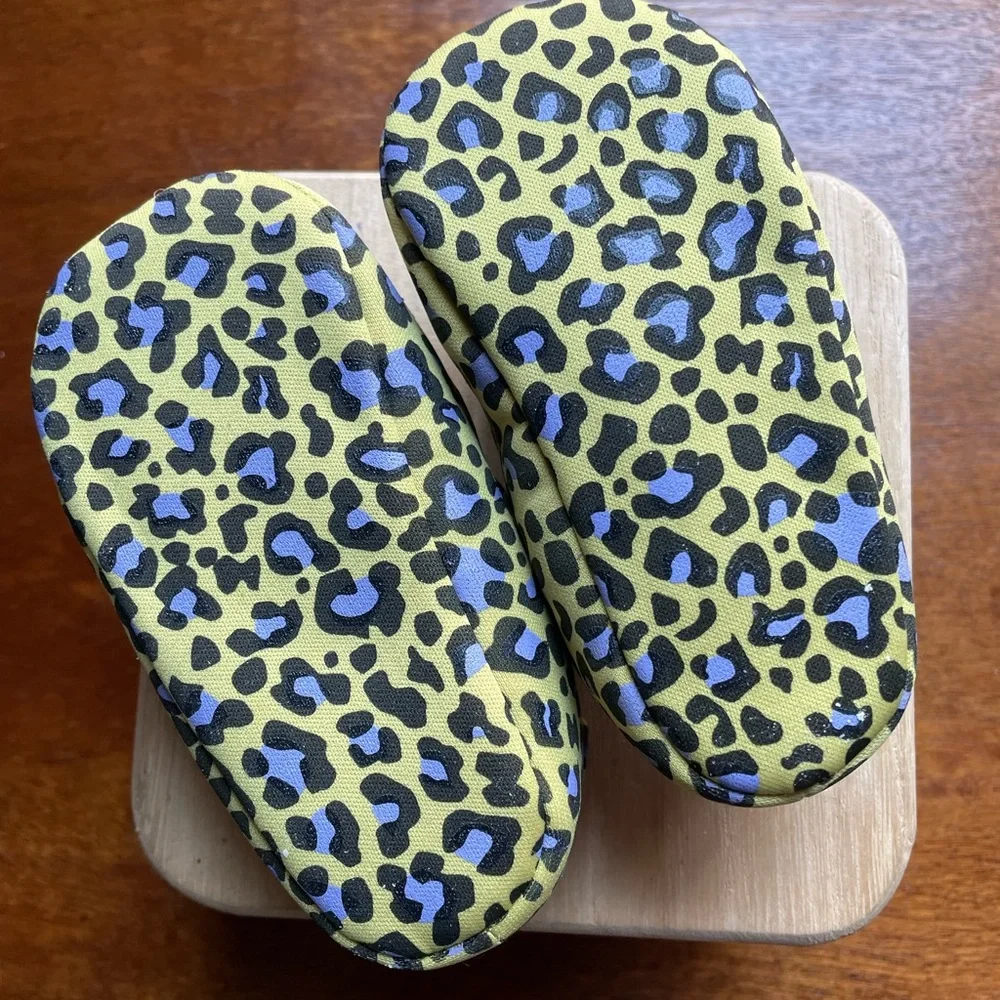 Trumpette girls size 4 purple cheetah print slip on shoes 12-18 months